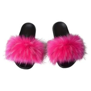 Hot Pink Furry Slippers